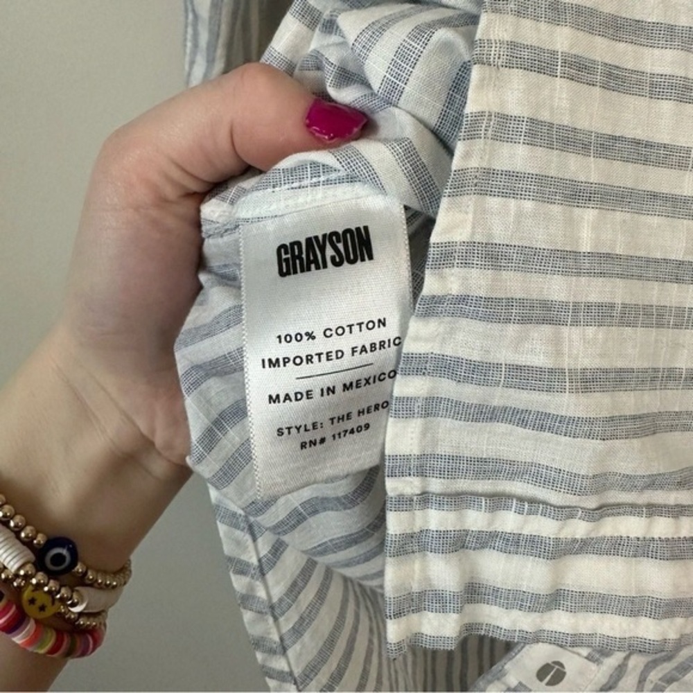 Gray Striped Button-Up Shirt - image 5